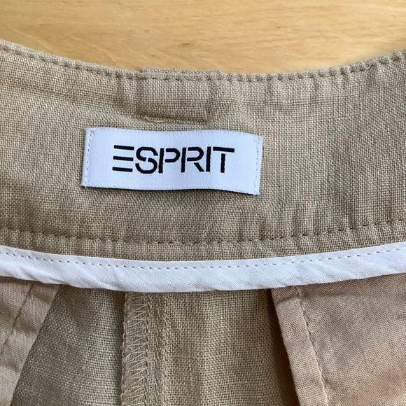 ESPRIT Tan Belted Linen Bermuda Shorts Size 6 - Picture 12 of 16